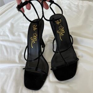 So Me Black Strappy Heels